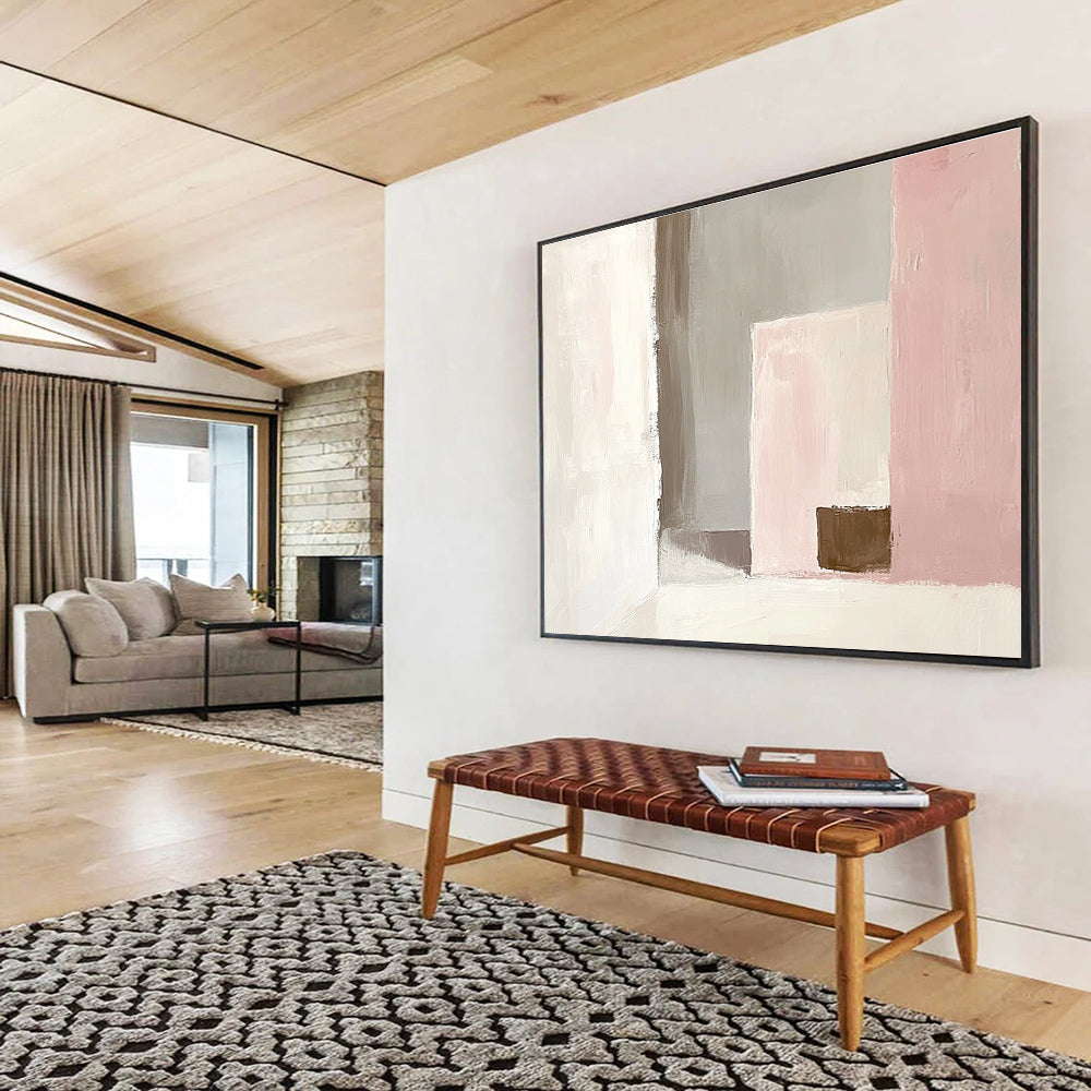 Pink and Brown Minimalist Abstract with Geometric Forms Abstract Painting ABS380