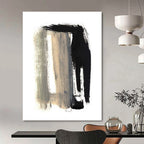 Black - Gray Abstract Brushstrokes Painting for Edgy Urban Lofts HENG157