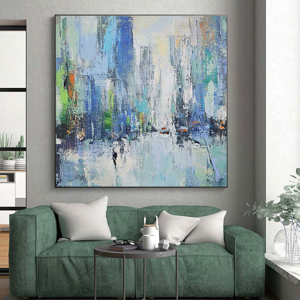 Colorful Abstract Cityscape Painting with Vibrant Energy WINK386