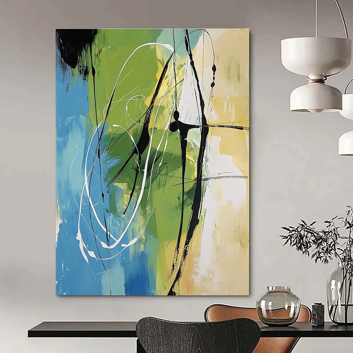Colorful Abstract Lines Painting for Creative Workspaces GAB0811