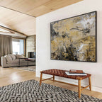 Beige and Black Abstract Painting for Minimalist Office Spaces YHT371