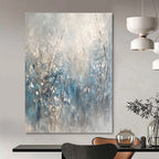 Blue - Gray Toned Abstract Floral Painting for Calming Spaces GAB0871