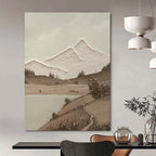 Minimalist Textured Mountain Landscape Abstract Painting for Timeless Spaces HENG268