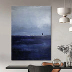 Solitary Figure in Blue Ethereal Landscape Abstract Painting GAB0222