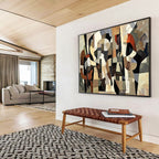Cubist Musical Ensemble Abstract Painting with Intricate Layered Shapes ABS553