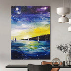 Starry Night Seaside Abstract Painting for Nautical - Themed Bedrooms GAB1263