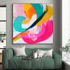 Colorful Curved Abstract Painting with Playful Rhythm WINK731