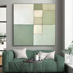 Pastel Green Grid Abstract Painting with Calm Order WINK172