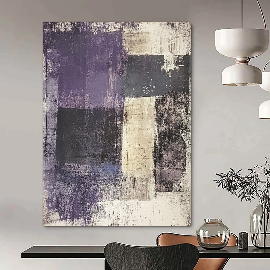 Minimalist Color Block Abstract Painting in Purple Tones GAB0662
