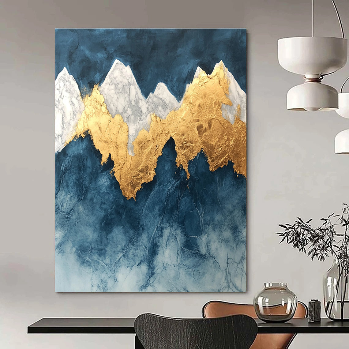Gold Mountain Abstract - Luxe Landscape with Metallic Accents GAB0554