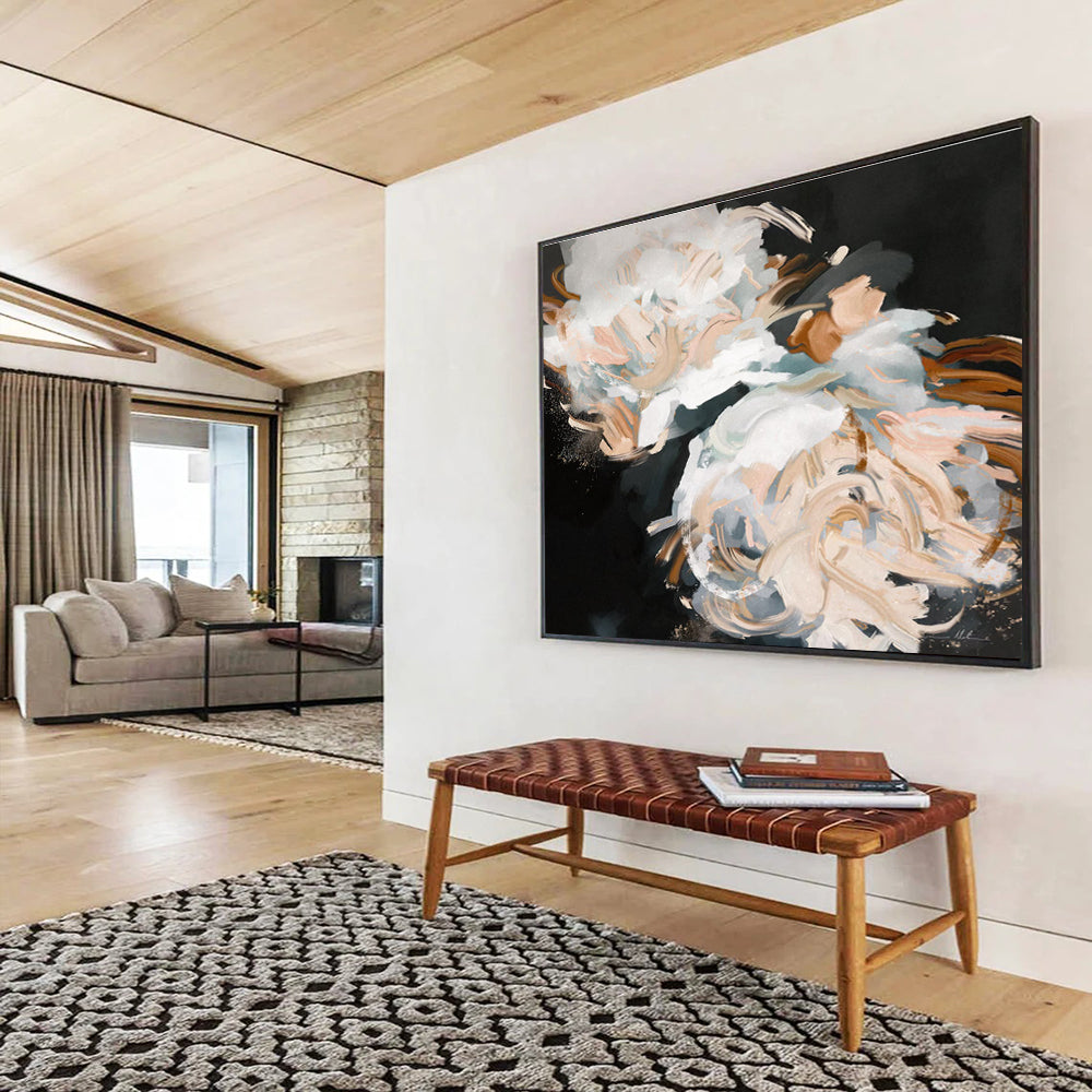 White Flower Abstract Painting for Elegant Wedding Venues YHT407