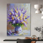Purple and Yellow Flower Vase Painting of Elegant Floral Harmony GAB0162