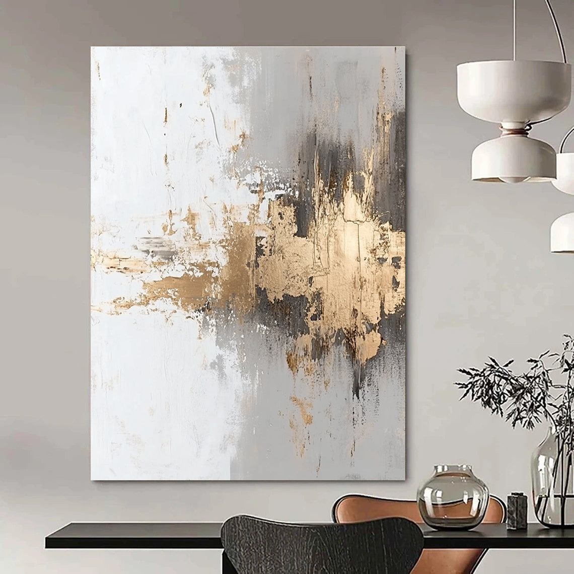 Gold Accent Abstract Painting for Modern - Styled Hallways GAB0995