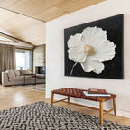 Textured White Flower Abstract Painting for Elegant Spaces YHT090