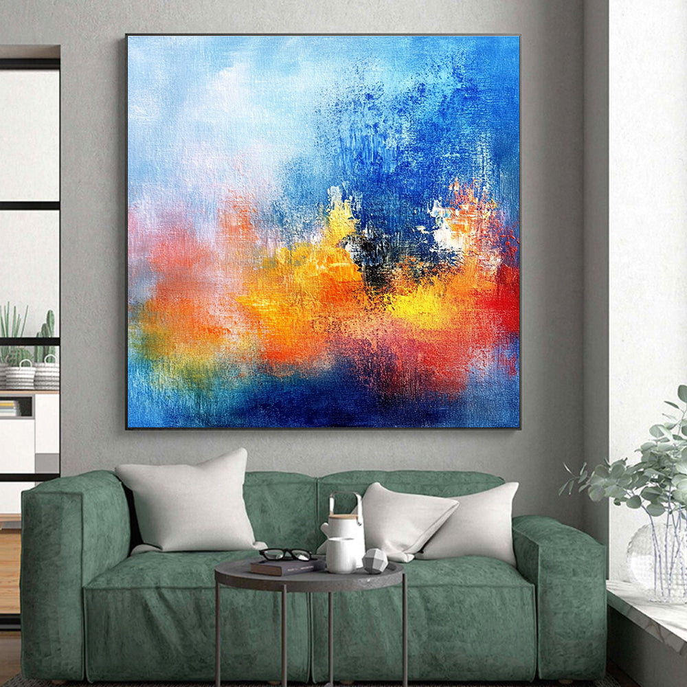 Blue Orange Pink Abstract Painting with Dreamy Blends WINK514