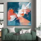 Teal Orange Abstract Fusion Painting with Subtle Blends WINK641