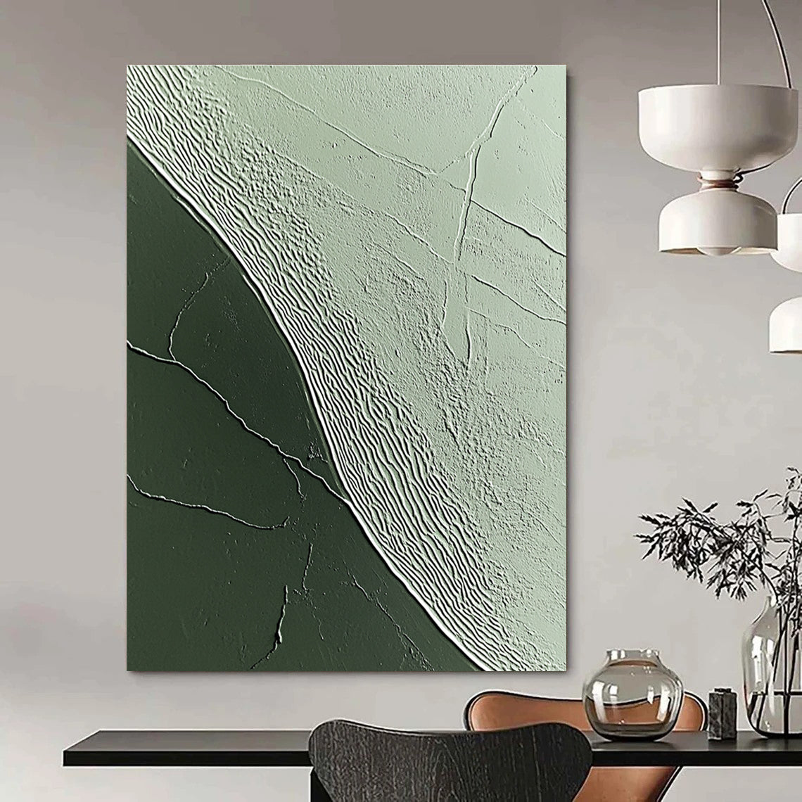 Green Textured Patterns Abstract Painting of Natural Rhythms GAB0092