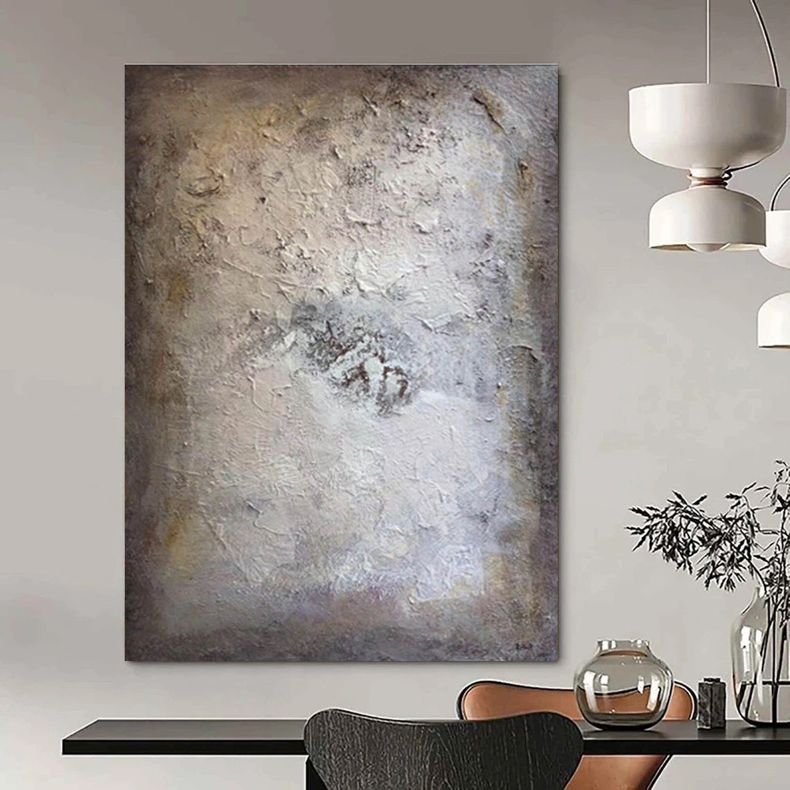 Subtle Beige - Toned Textured Canvas Painting for Timeless Decor HENG258