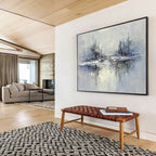 Blue - Gray Abstract Cityscape with Reflected Textures Abstract Painting ABS334