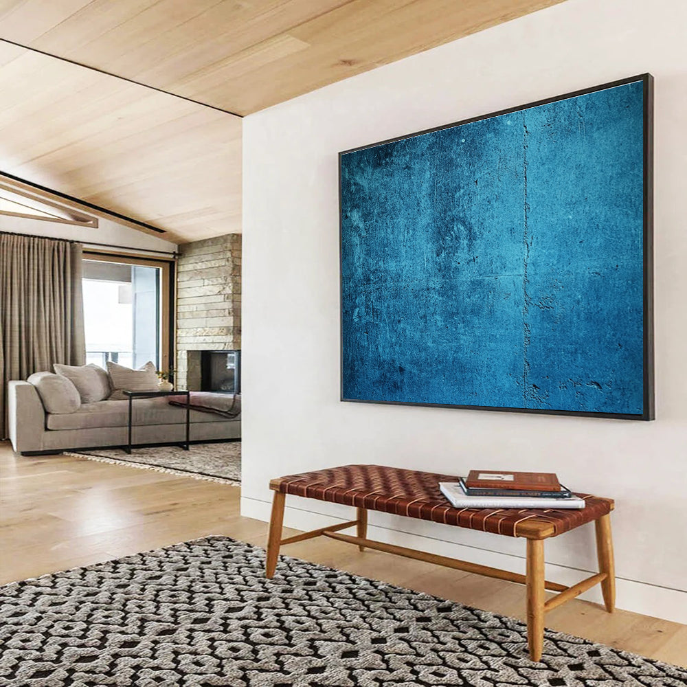 Blue Textured Background Abstract Painting with Industrial Charm ABS573