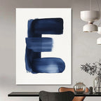 Bold Blue Letter E Graphic Monogram Abstract Painting GAB0234