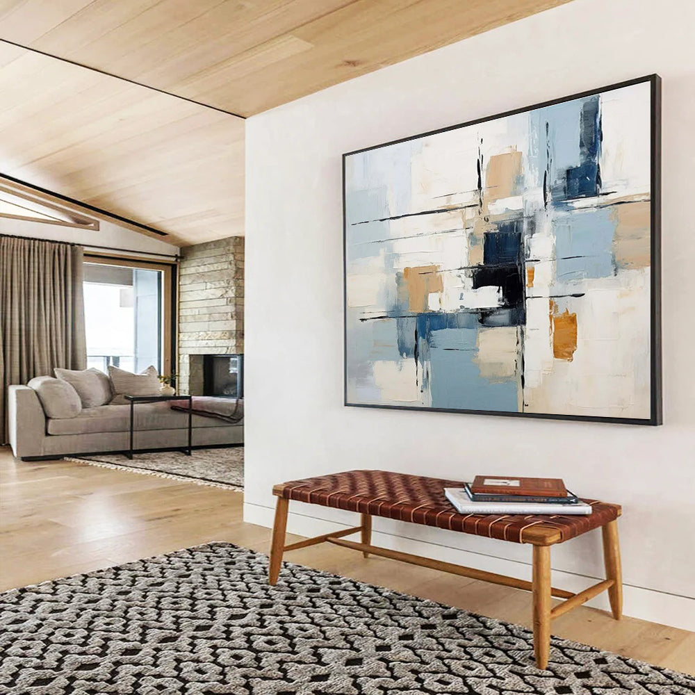 Soft Color Block Abstract Painting for Calm Interiors YHT091