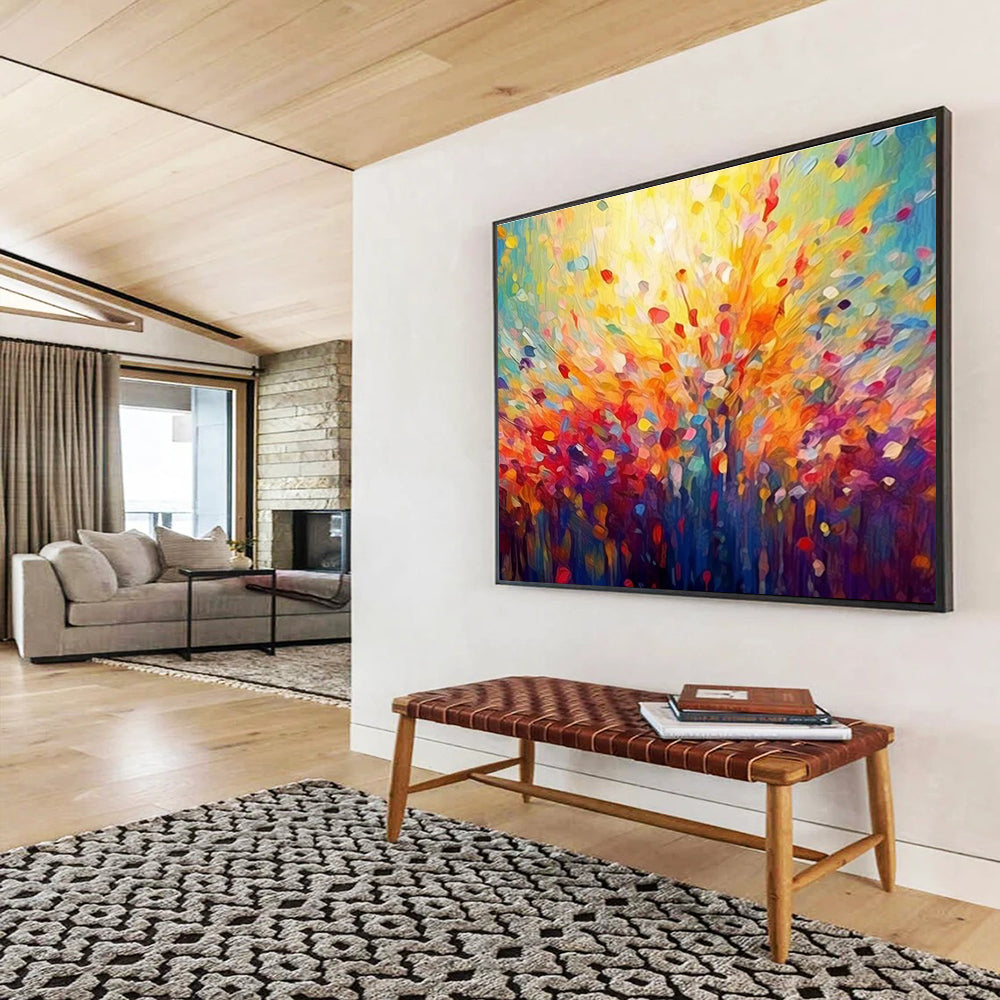 Colorful Tree Abstract Painting for Vibrant Living Rooms YHT290