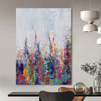 Colorful Floral Field Abstract Painting for Vibrant Garden Centers HENG467