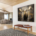 Moose Portrait Abstract Painting for Rustic - Chic Interiors YHT078