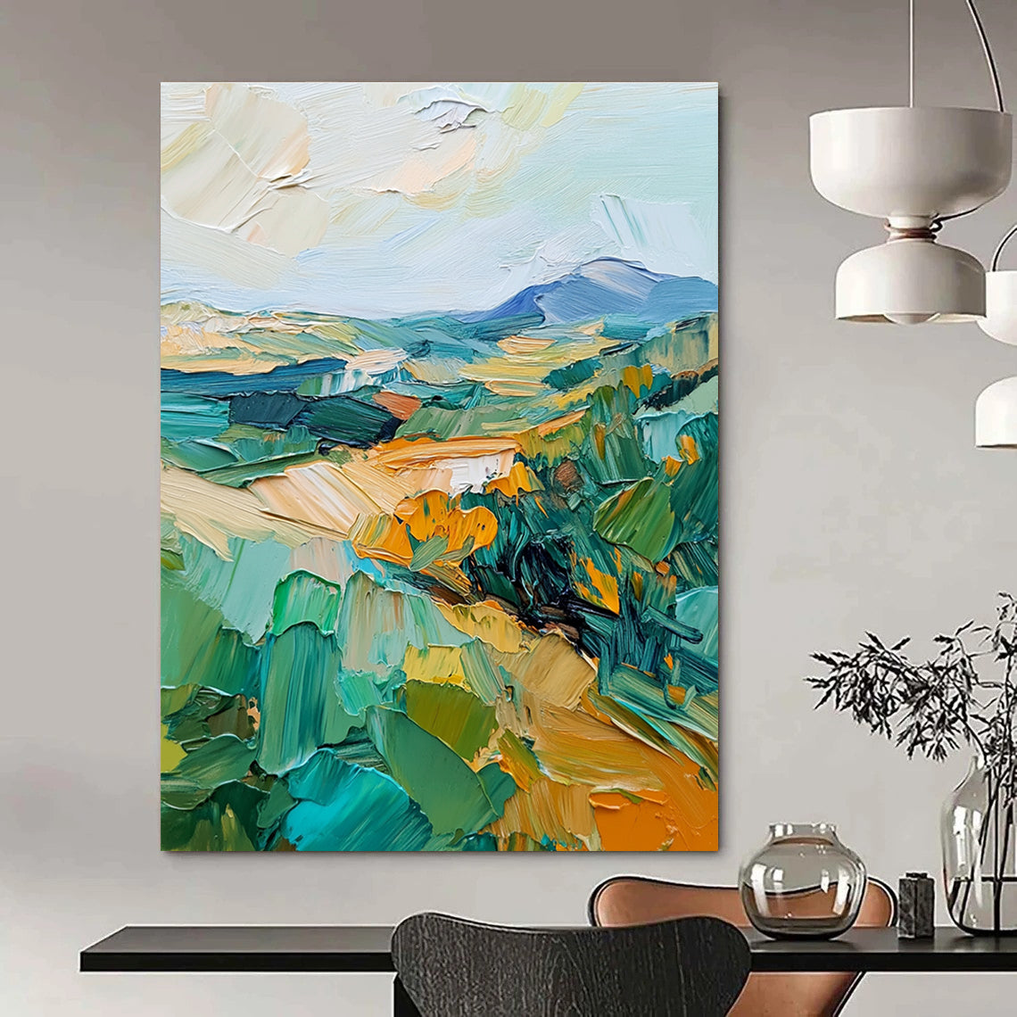 Colorful Landscape Impression Abstract Painting of Vibrant Countryside GAB0096