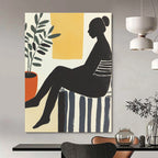 Silhouette with Plant Abstract Painting for Modern - Styled Studies GAB1024