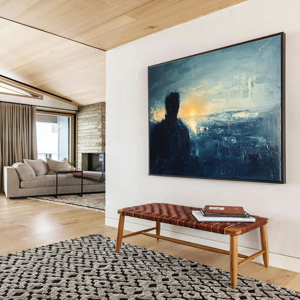 Introspective Silhouette - by - Sunset Seascape Abstract Painting ABS228