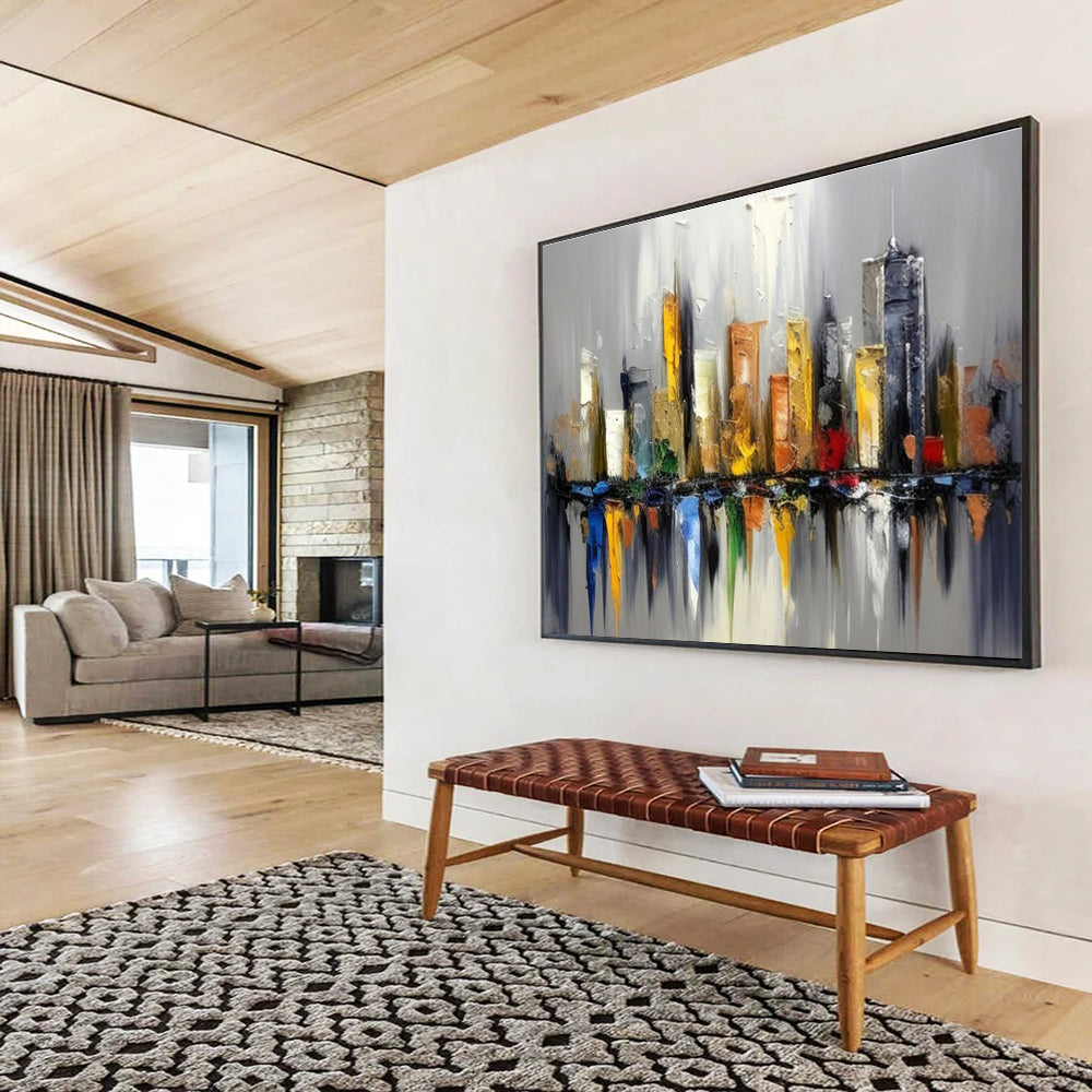 Colorful Cityscape Abstract Painting for Urban Lofts YHT066
