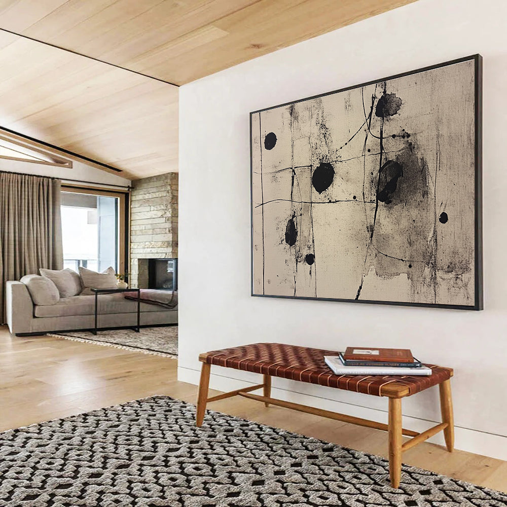 Ink - Splatter Abstract Painting with Dynamic Black and White ABS253