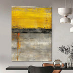 Striking Yellow and Gray Abstract Painting for Modern Decor GAB0676