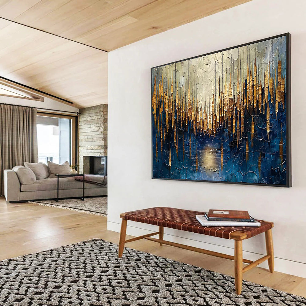 Golden Forest Abstract Painting for Luxury Home Entrances YHT157