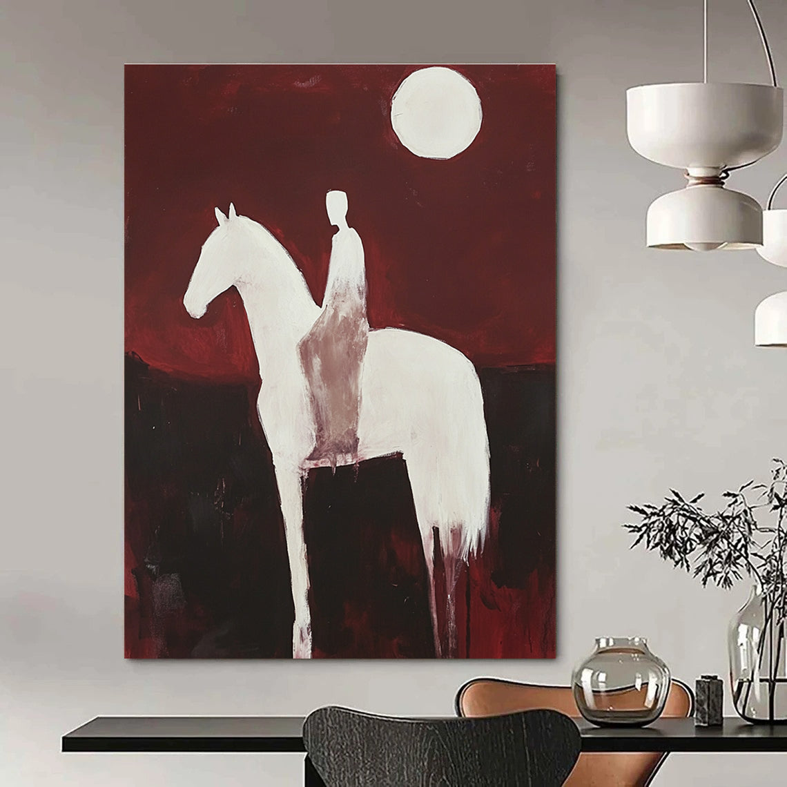 Rider on Horse Abstract Painting for Equestrian - Themed Galleries GAB1047