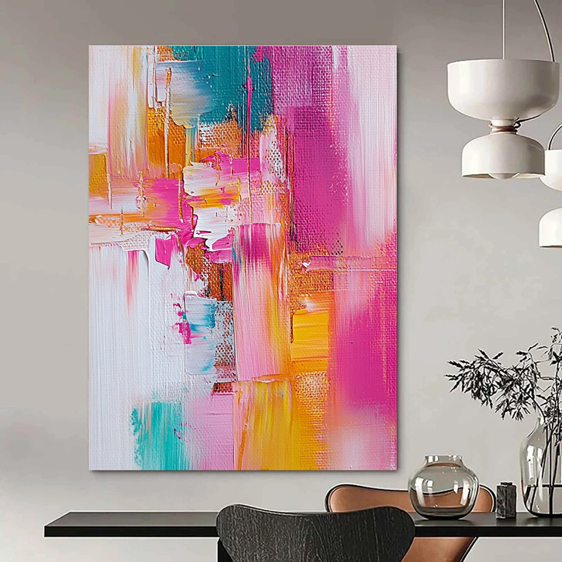 Vibrant Color Block Abstract - Lively Palette - Knife Abstract Painting GAB0657