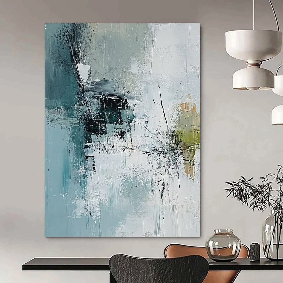 Blue and Gray Abstract Painting for Modern - Styled Offices GAB1057