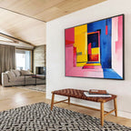 Color - Blocked Interior Abstract Painting with Bold, Vibrant Spatial Dynamics ABS501