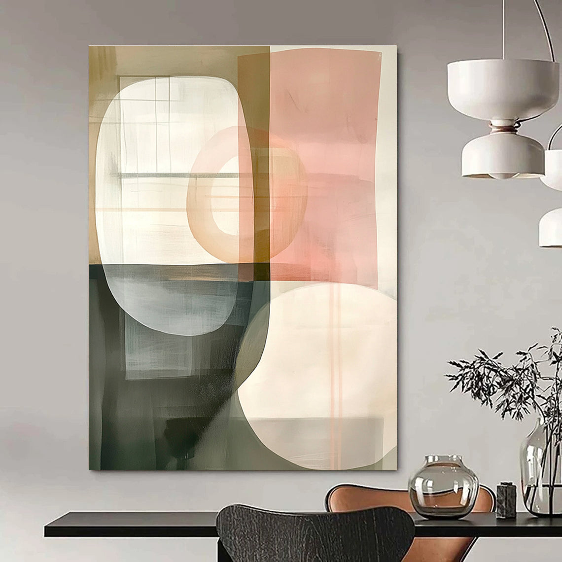 Soft Geometry Abstract Painting for Elegant Living Rooms GAB1027