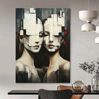 Cubist Faces Modern Abstract Painting for Contemporary Art Lovers GAB1494