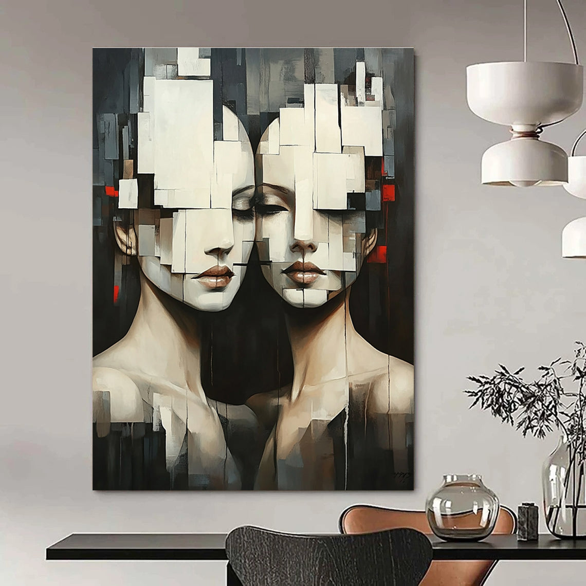 Cubist Faces Modern Abstract Painting for Contemporary Art Lovers GAB1494