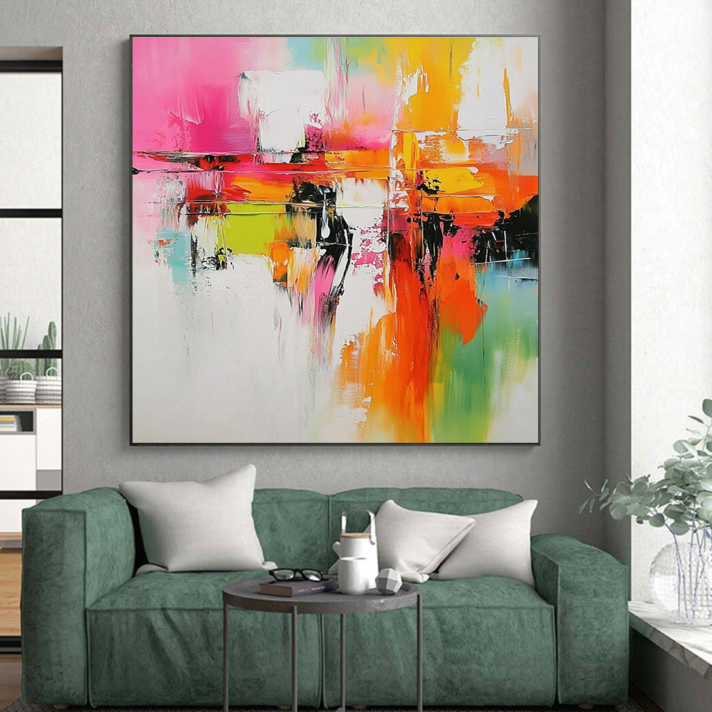 Vivid Color Block Abstract Painting with Energetic Vibes WINK684