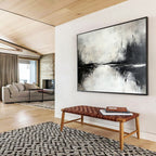 Gray - White Abstract Lake Reflection Painting ABS217