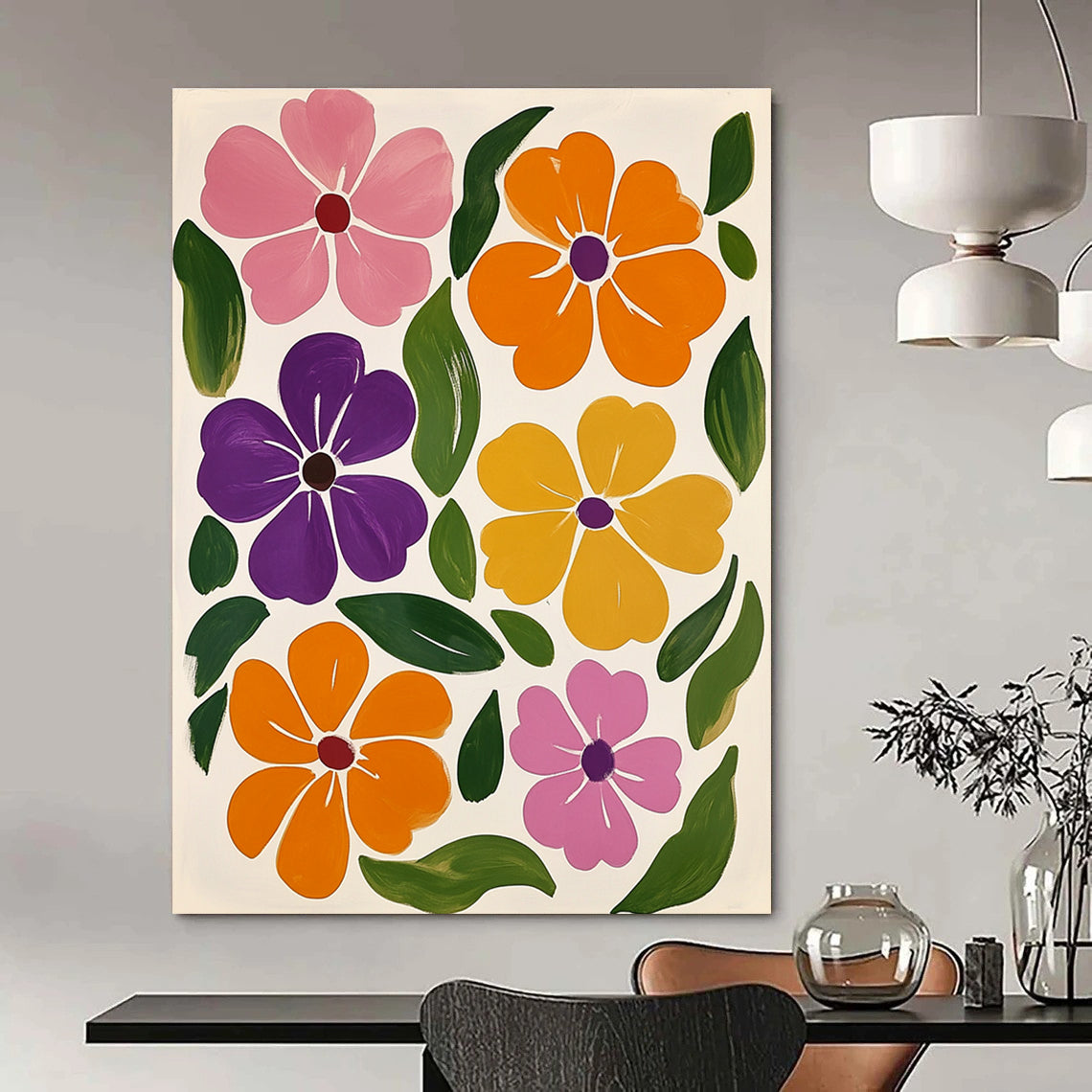 Colorful Flower Patterns Abstract Painting for Bohemian - Style Living Rooms GAB1352