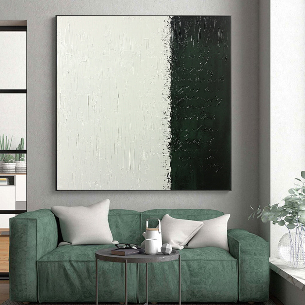 Black and White Textured Abstract Painting with Bold Contrast WINK308
