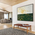 Yellow Splatter on Grid  Energetic Abstraction ABS062