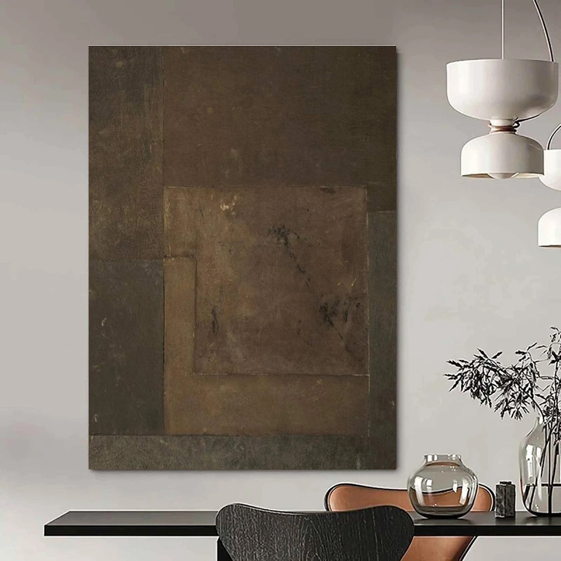 Brown Textured Abstract Painting for Rustic - Style Wine Bars HENG487