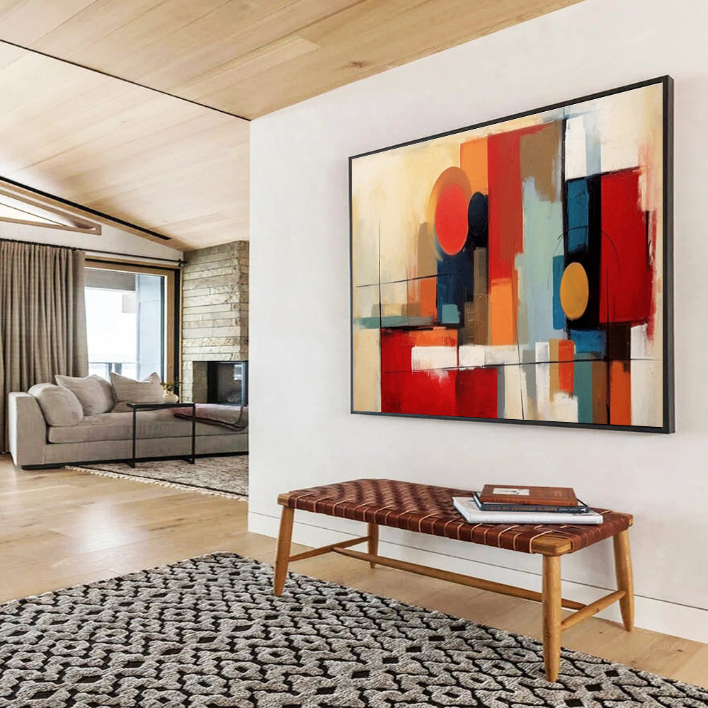 Geometric Color Block Abstract Painting for Urban Office Interiors YHT219